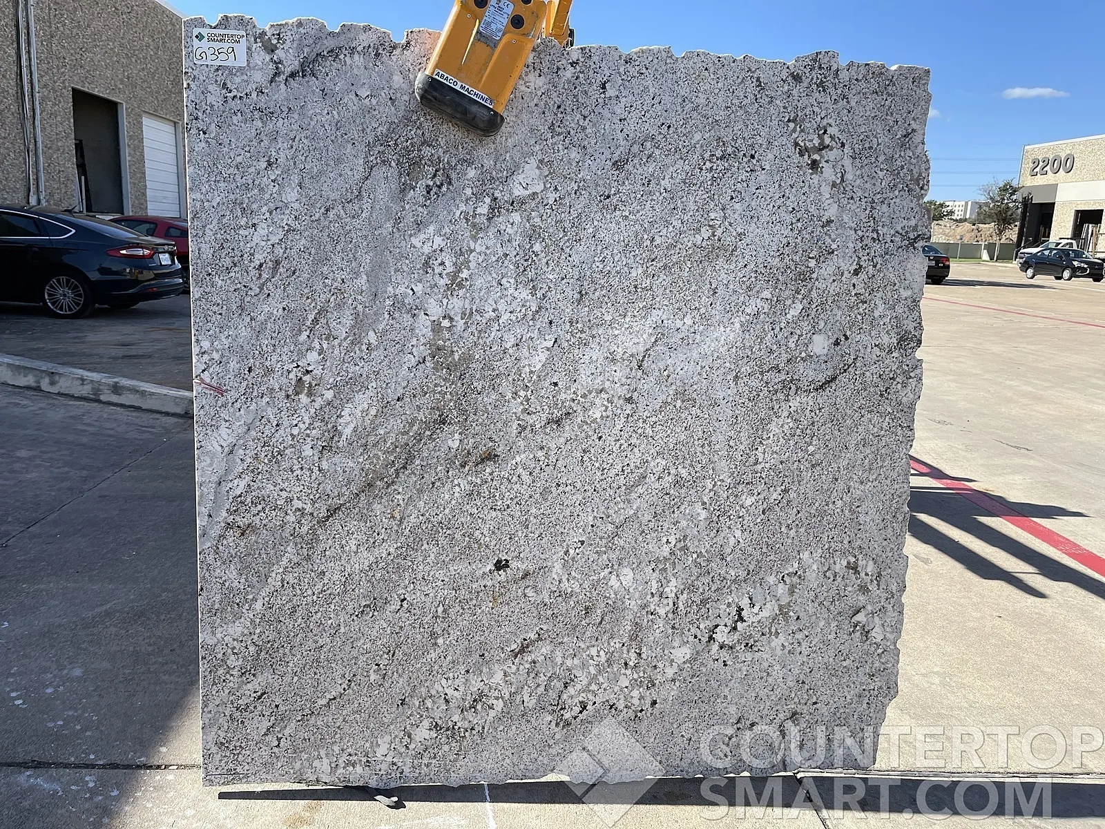 Full image of White Spring Grey Granite countertop slab