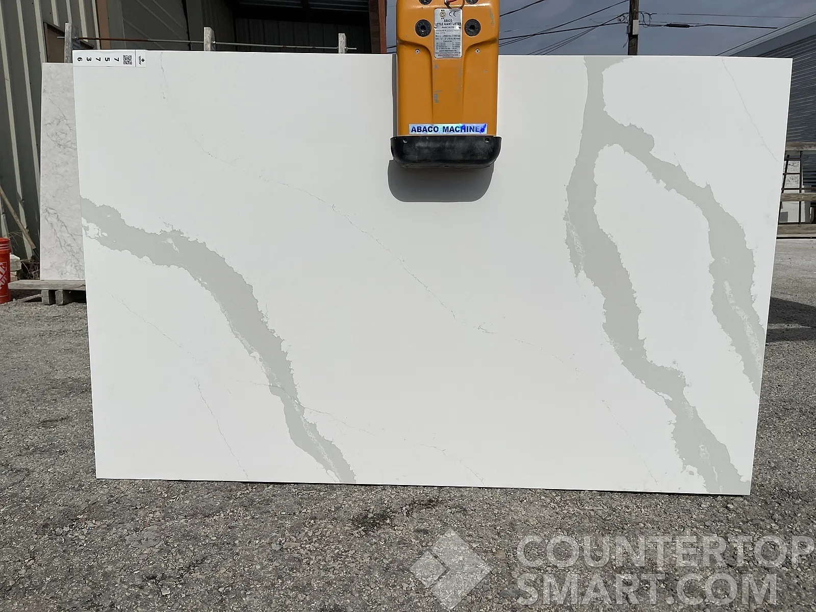Full image of Silestone Bianco Calacatta White Quartz countertop slab