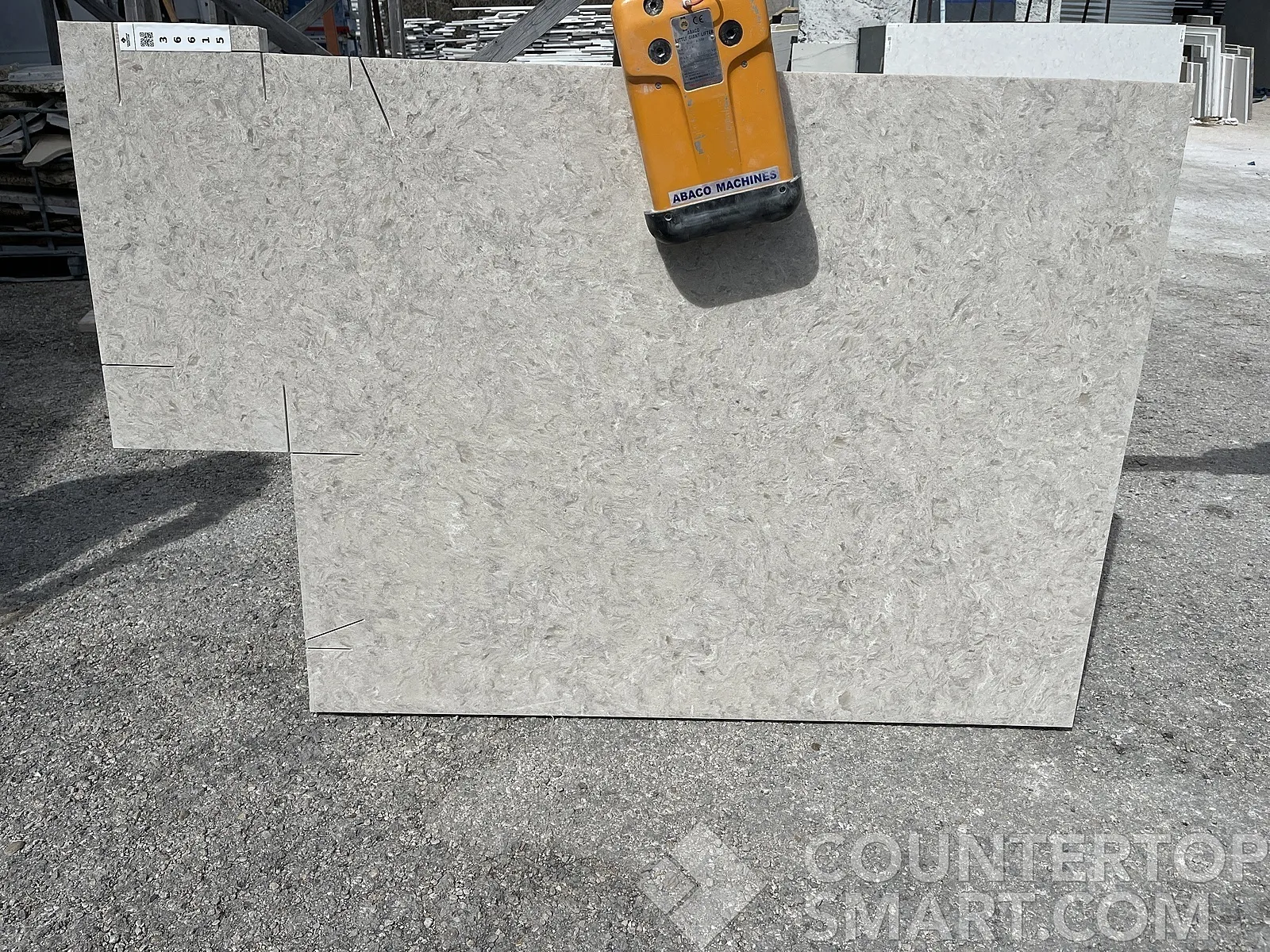 Full image of Q Quartz Portico Cream Brown Quartz countertop slab