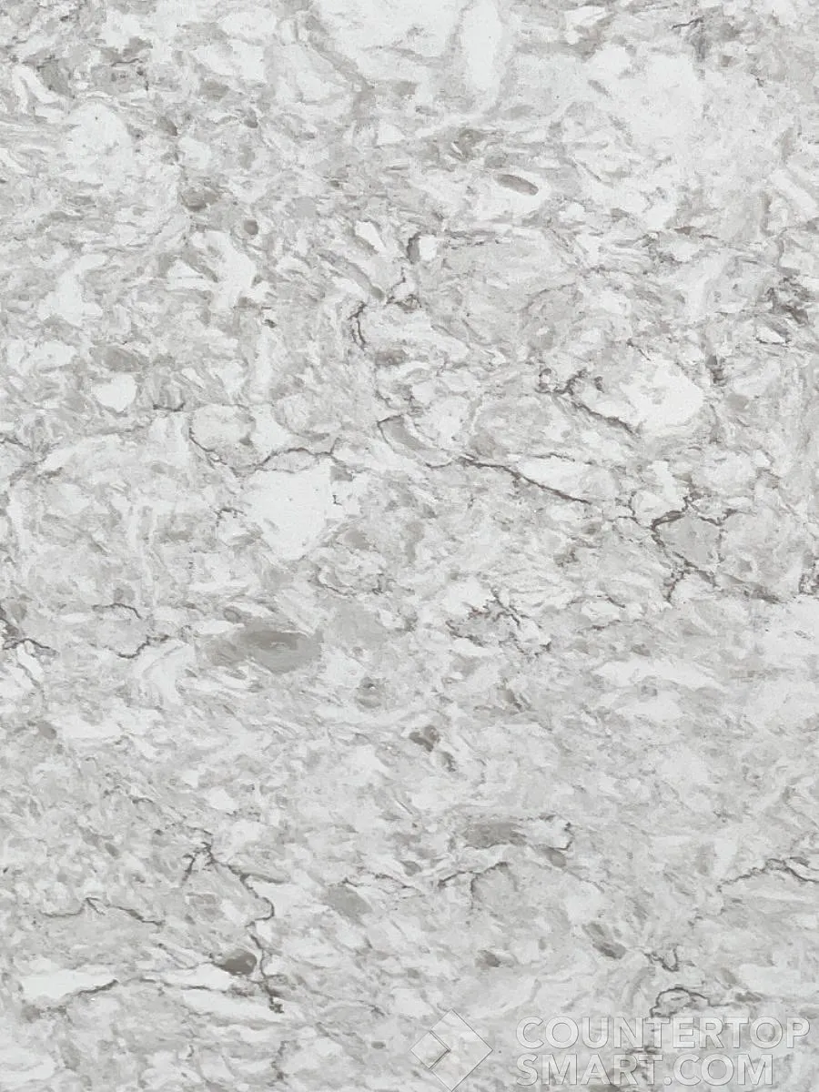 Closeup image of Stratus Quartz Arctic Silhouette Quartz countertop slab