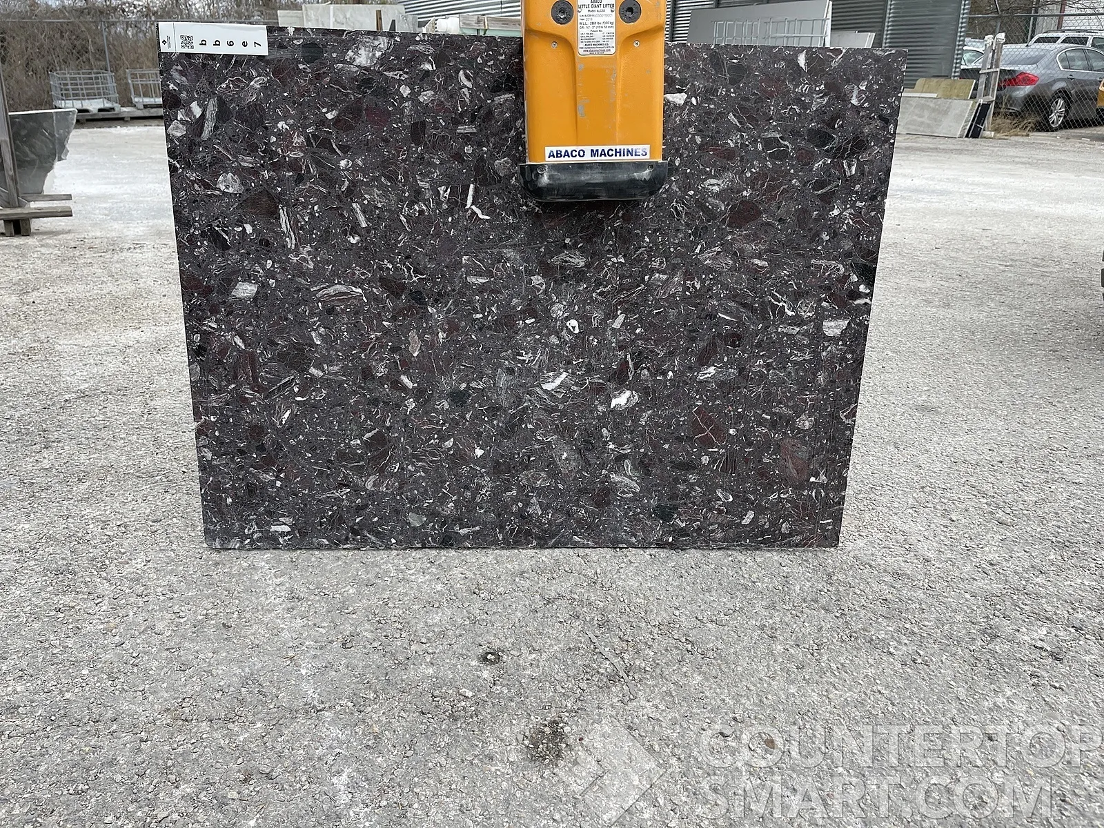 Full image of Cherry Mist Grey Glass Terrazzo countertop slab