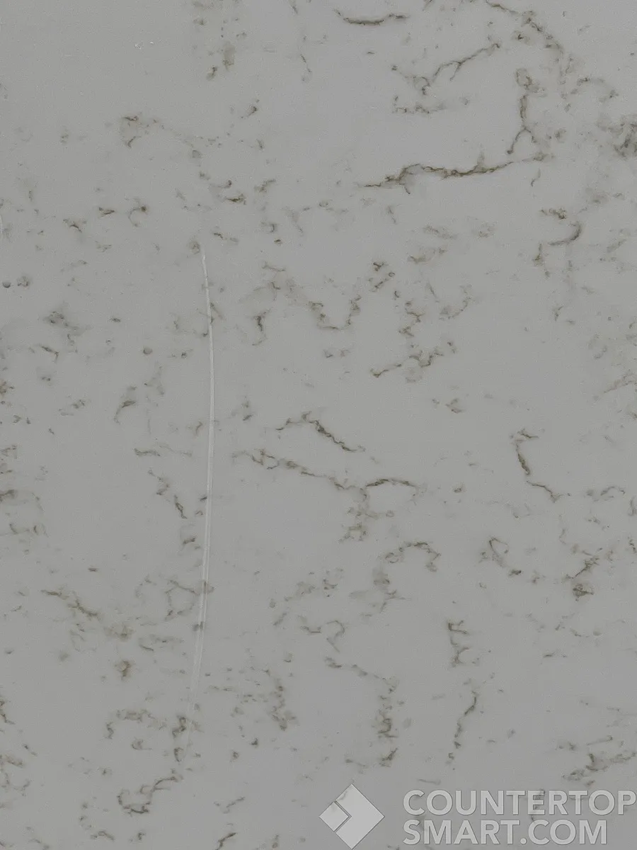 Closeup image of Stratus Quartz Prime Bianco Veracruz Quartz countertop slab