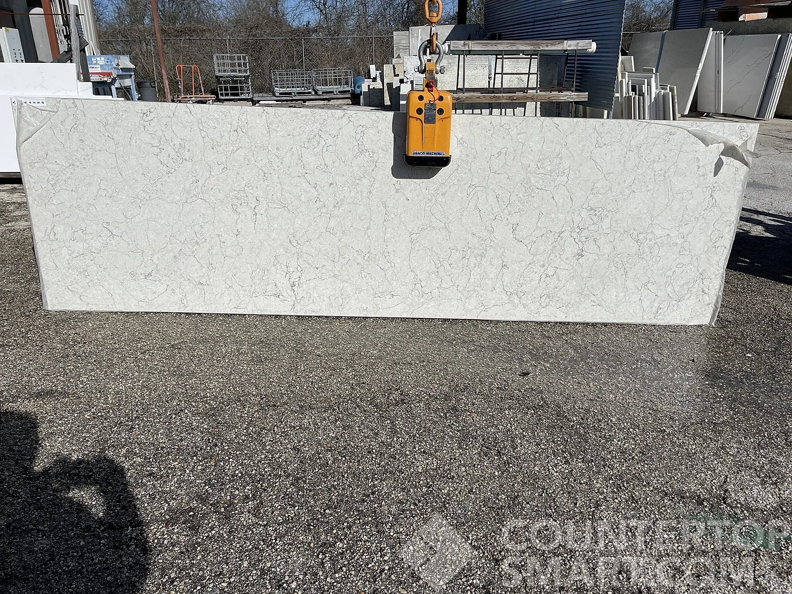Full image of Vicostone Argento Grey Quartz countertop slab