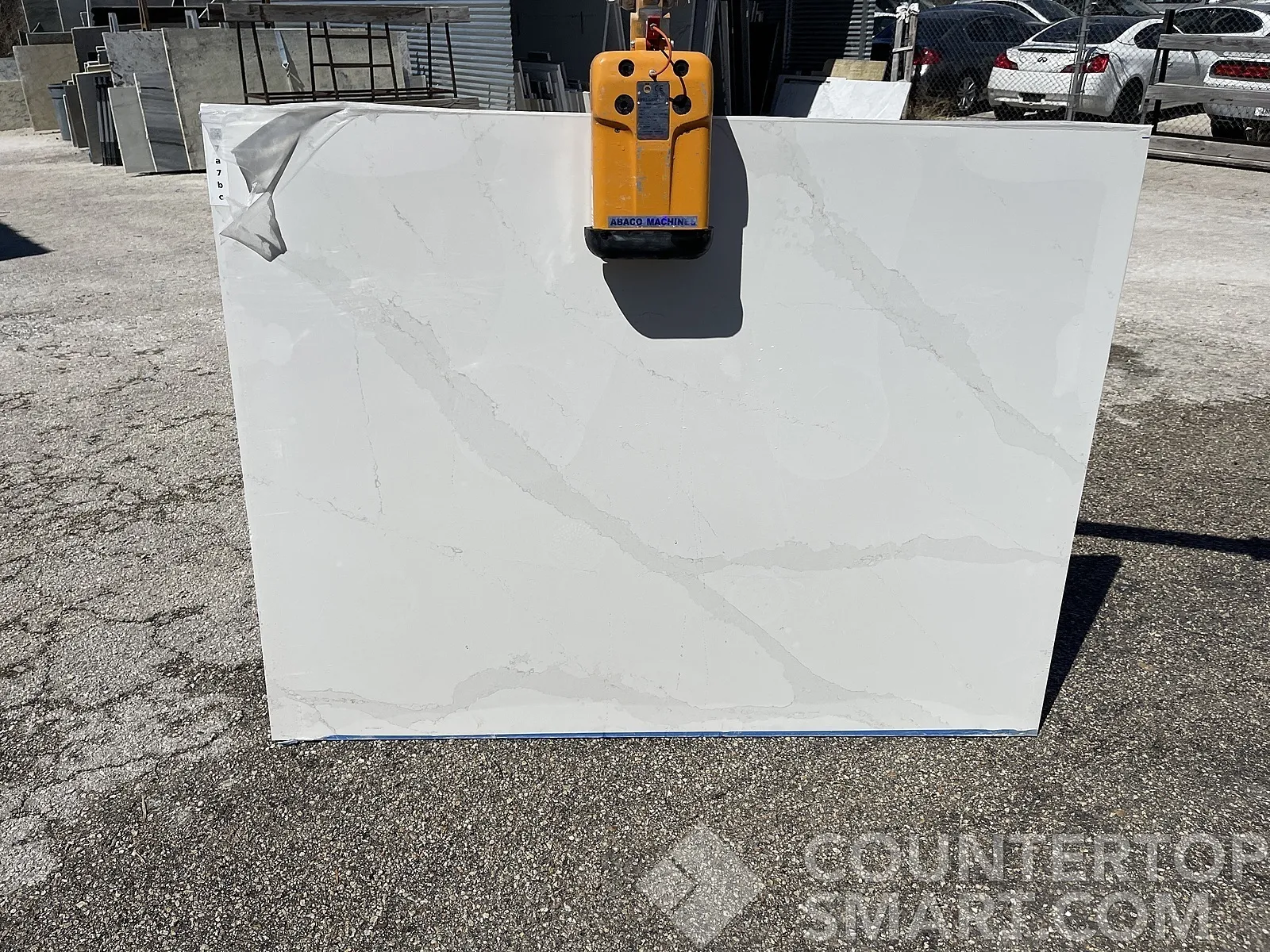 Full image of Silestone Eternal Calacatta Gold White Quartz countertop slab