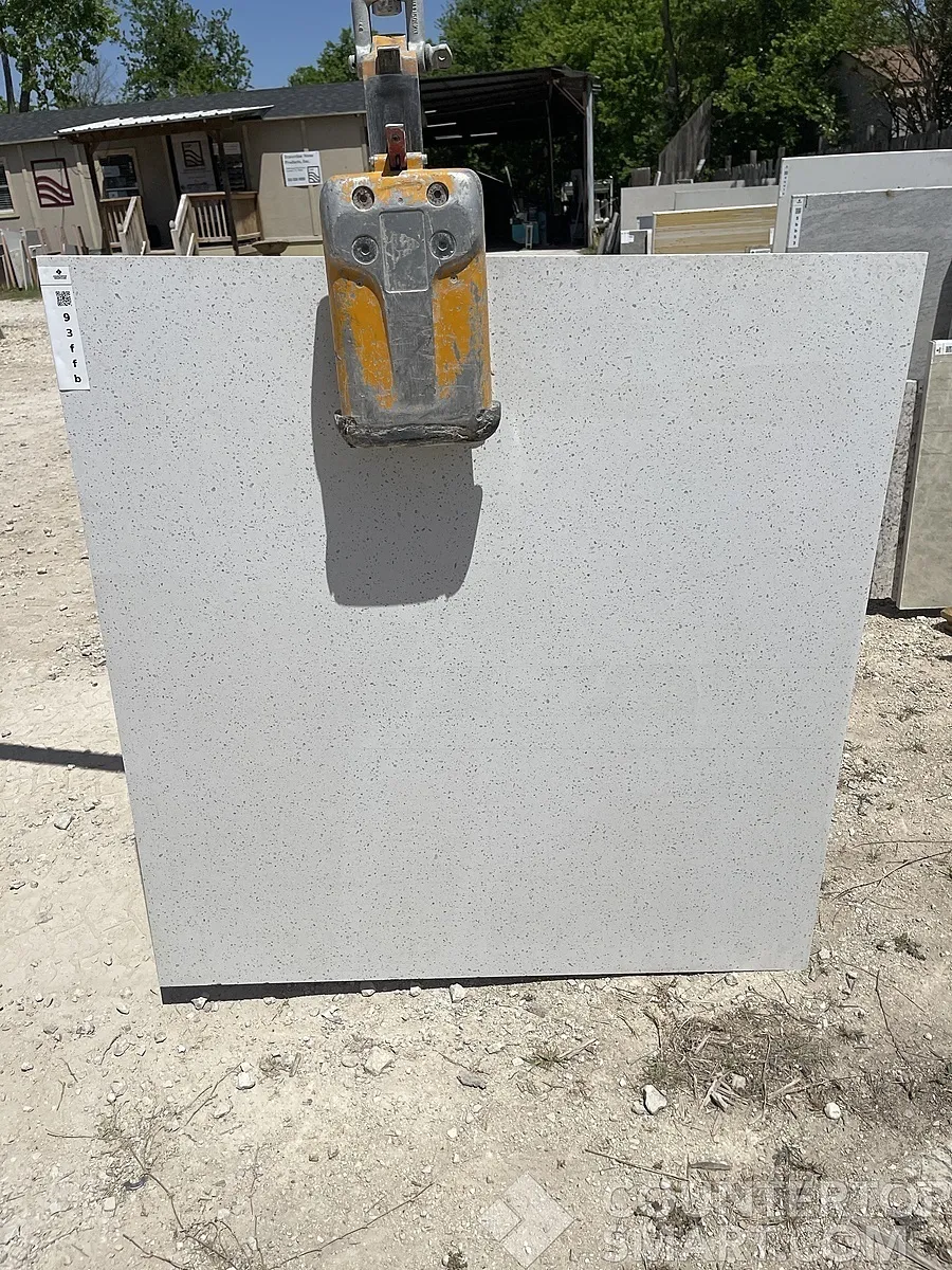 Full image of Q Quartz Frost White Quartz countertop slab