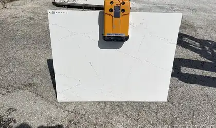 Full image of Silestone Ethereal Haze White Quartz countertop slab