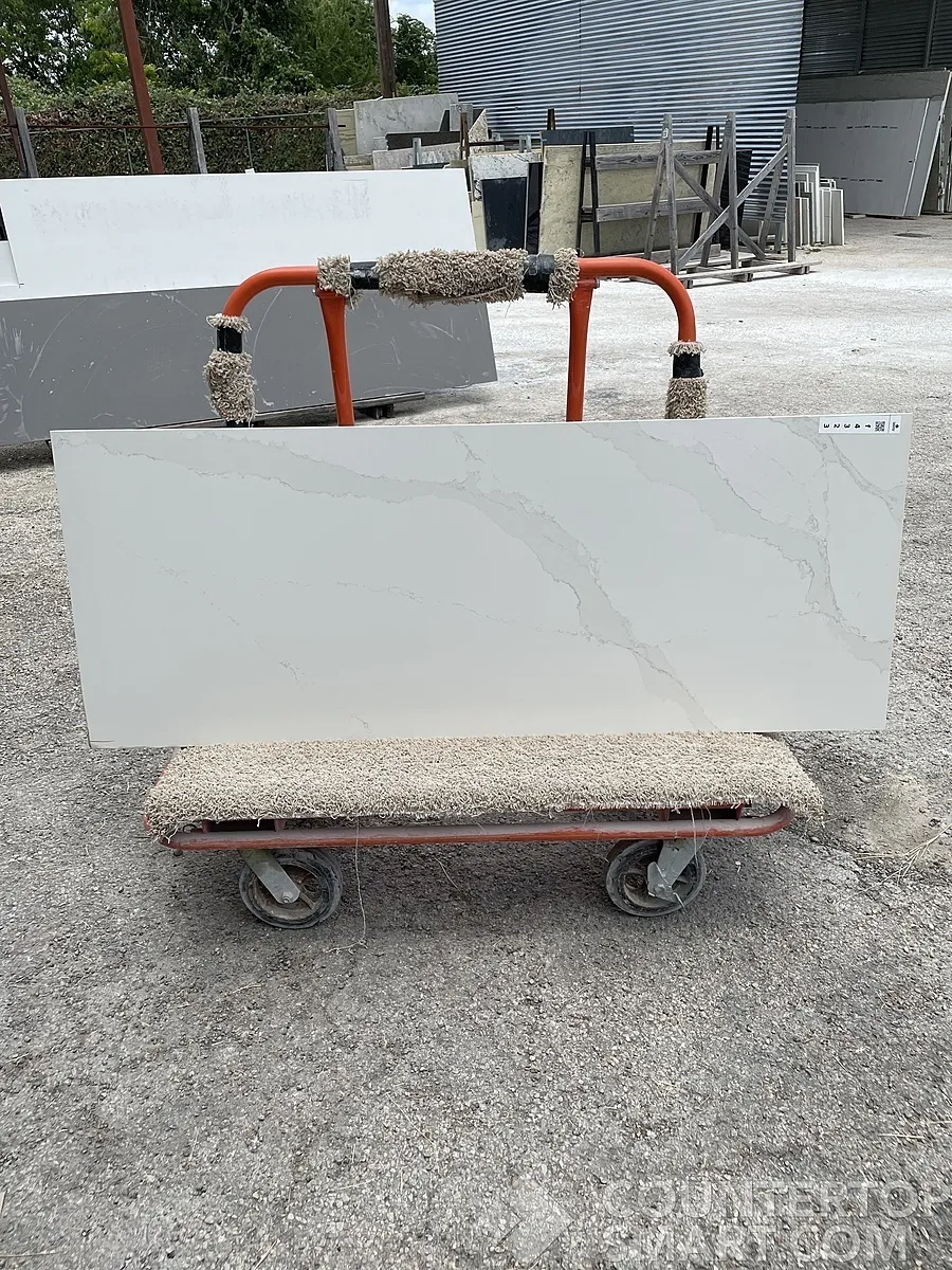 Full image of Silestone Eternal Calacatta Gold White Quartz countertop slab