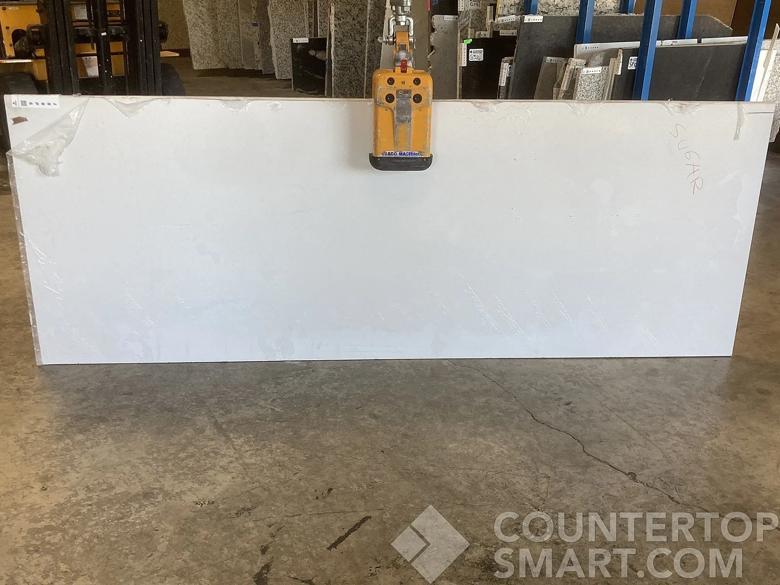 Full image of Q Quartz Frost White Quartz countertop slab