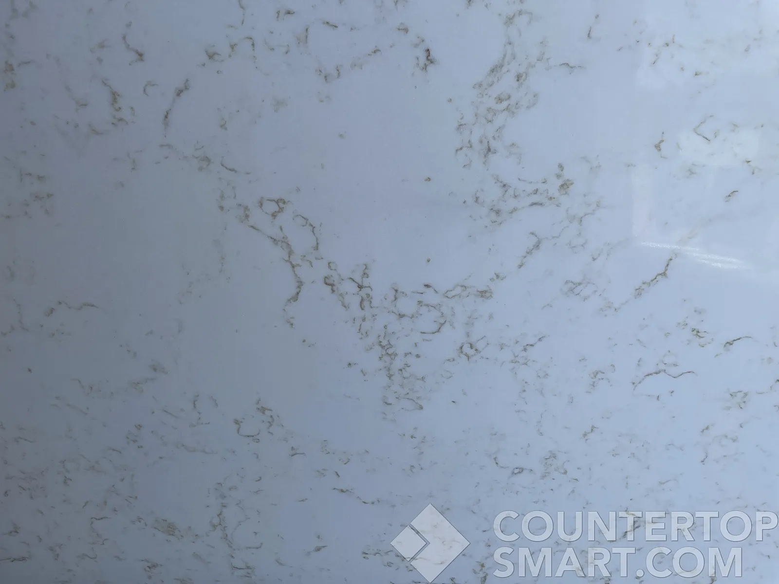 Closeup image of Stratus Quartz Prime Bianco Veracruz Quartz countertop slab