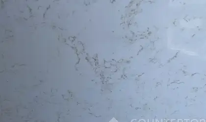 Closeup image of Stratus Quartz Prime Bianco Veracruz Quartz countertop slab