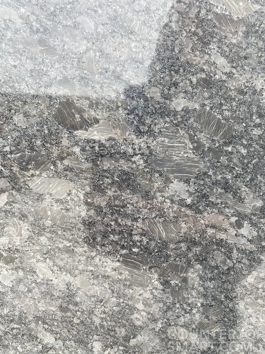 Closeup image of Steel Grey Granite countertop slab