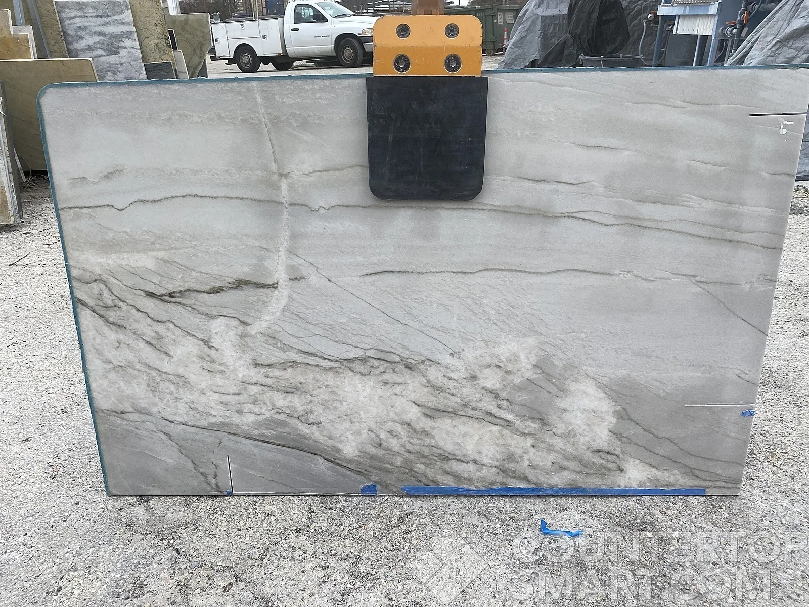 Full image of White Santorini White Quartzite countertop slab