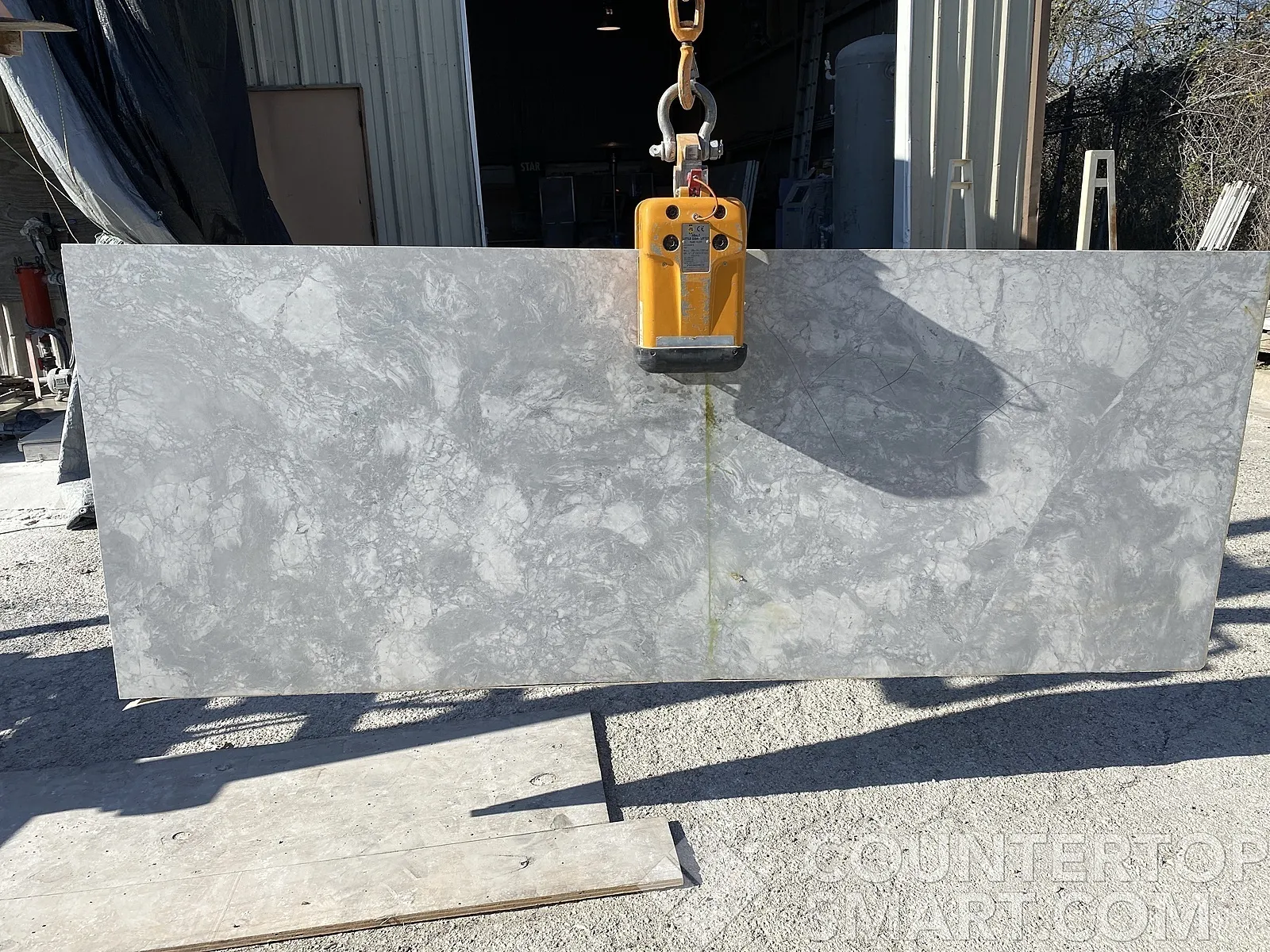 Full image of Super White Grey Marble countertop slab