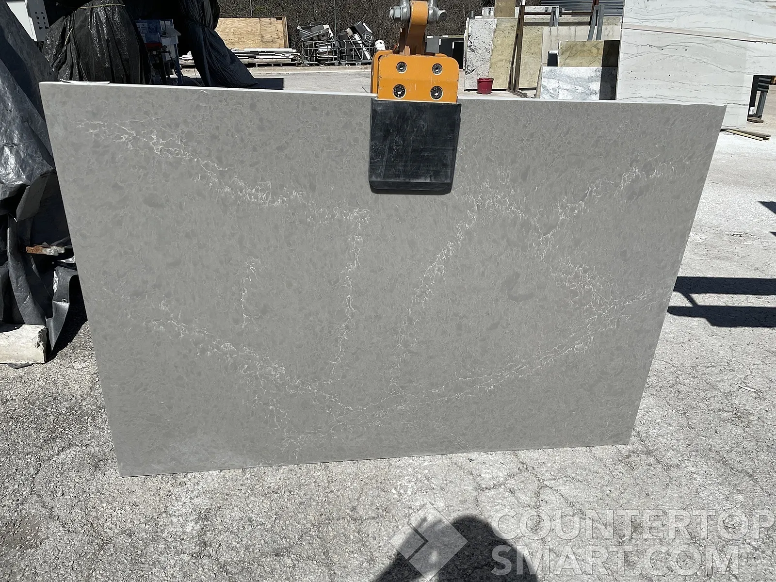 Full image of Stratus Quartz Aurora Grey Quartz countertop slab