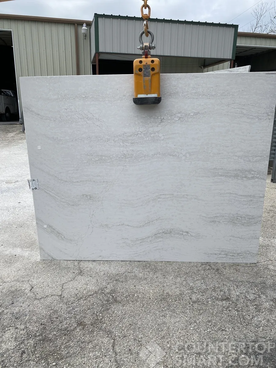 Full image of Cambria Ironsbridge White Quartz countertop slab