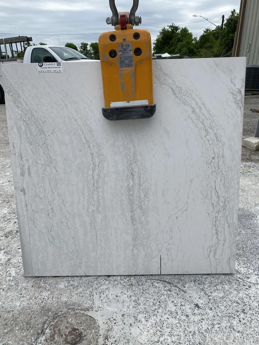 Full image of Cambria Ironsbridge White Quartz countertop slab
