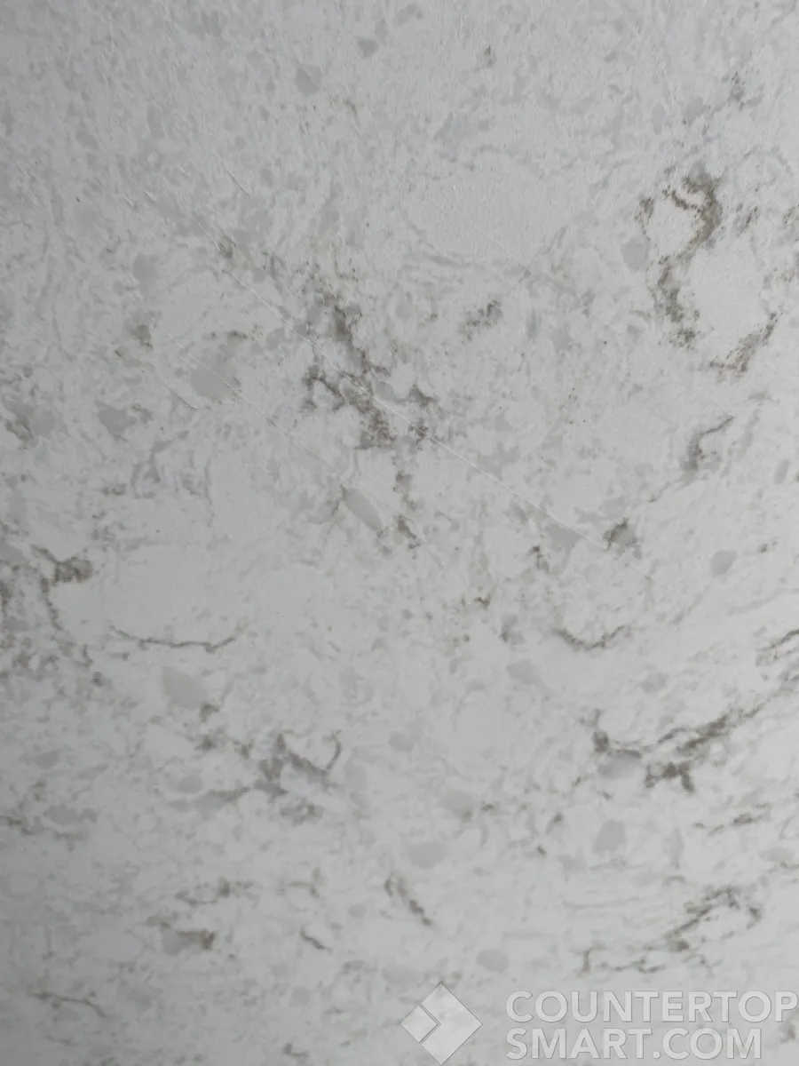 Closeup image of Q Quartz Blanca Statuarietto Quartz countertop slab
