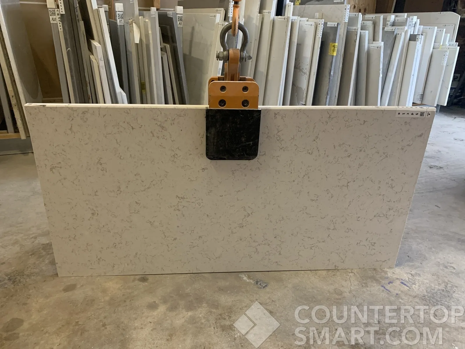 Full image of Q Quartz Blanca Statuarietto Quartz countertop slab