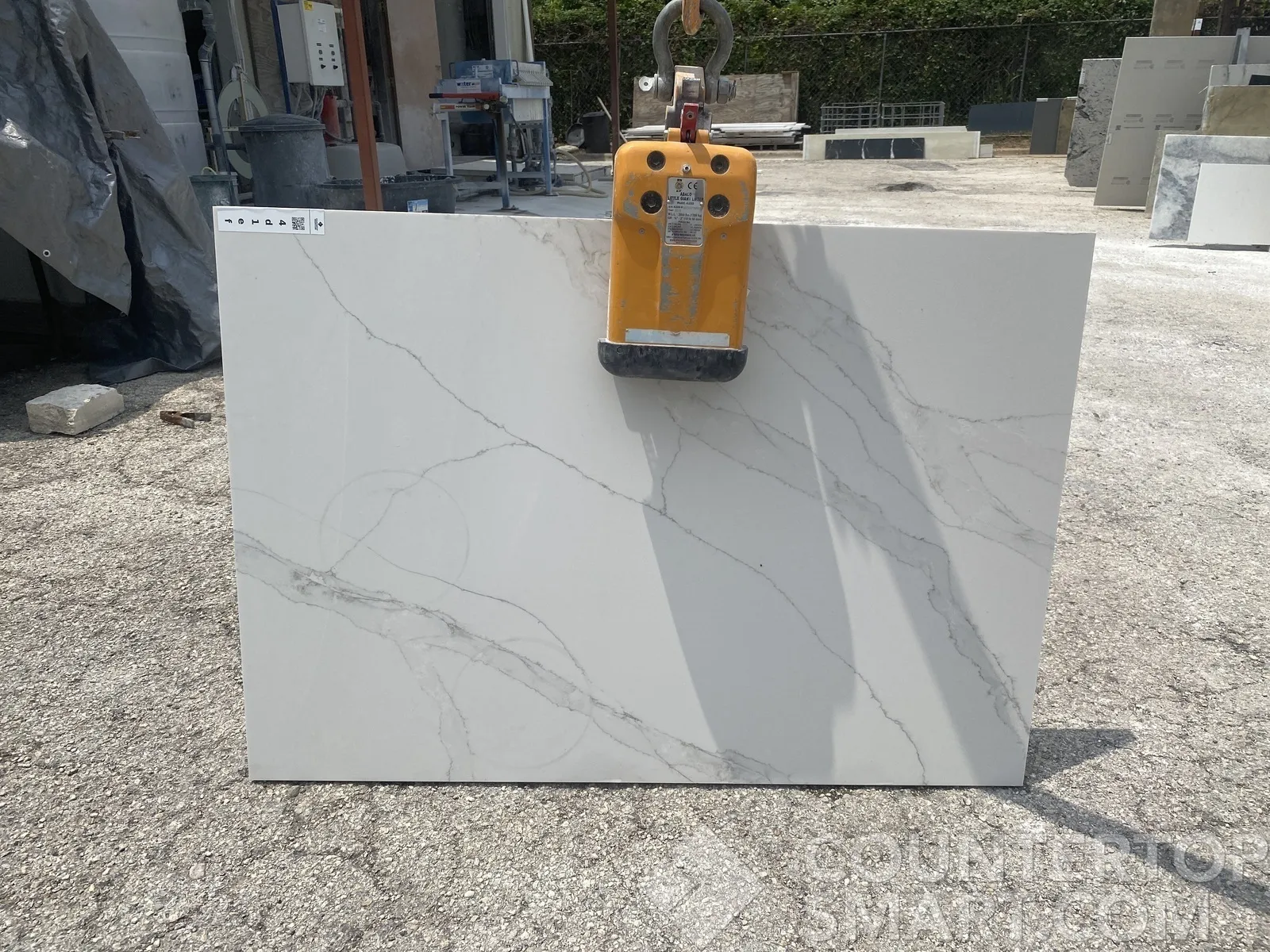 Full image of Q Quartz Calacatta Izaro White Quartz countertop slab