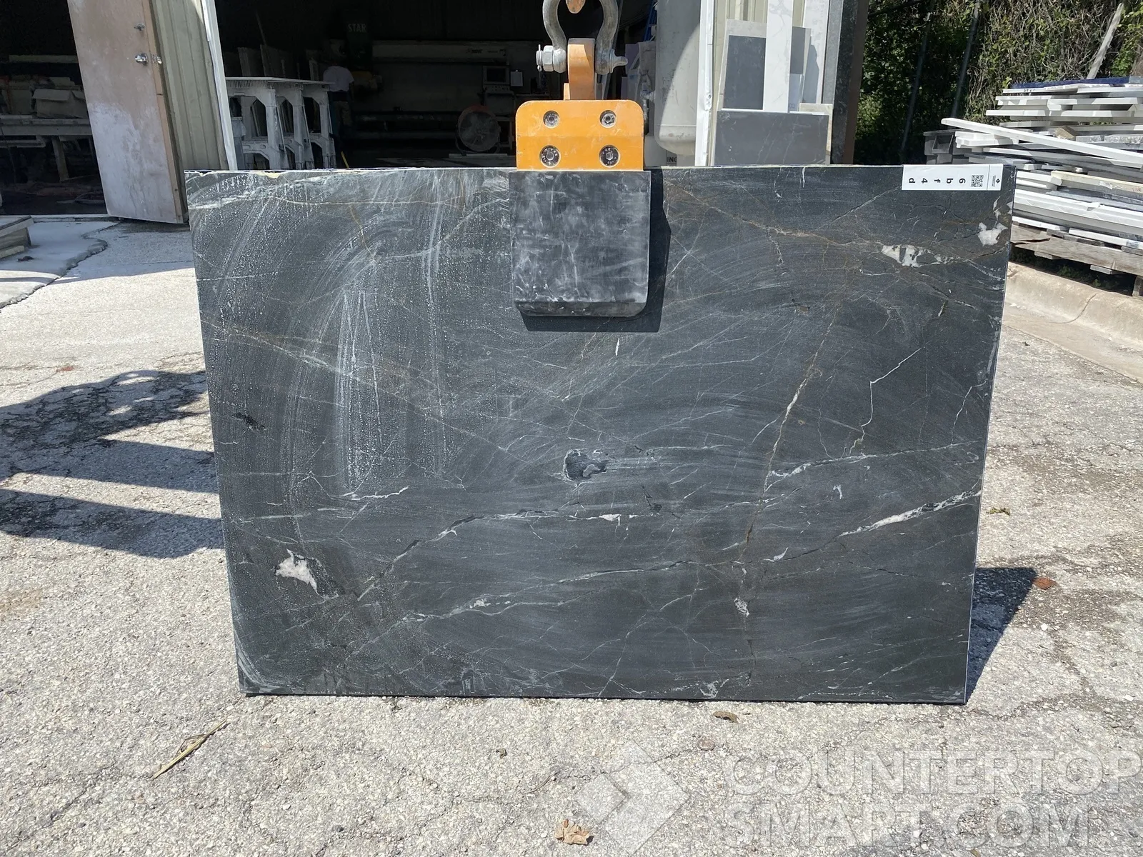 Full image of Infinity Leather Grey Granite countertop slab