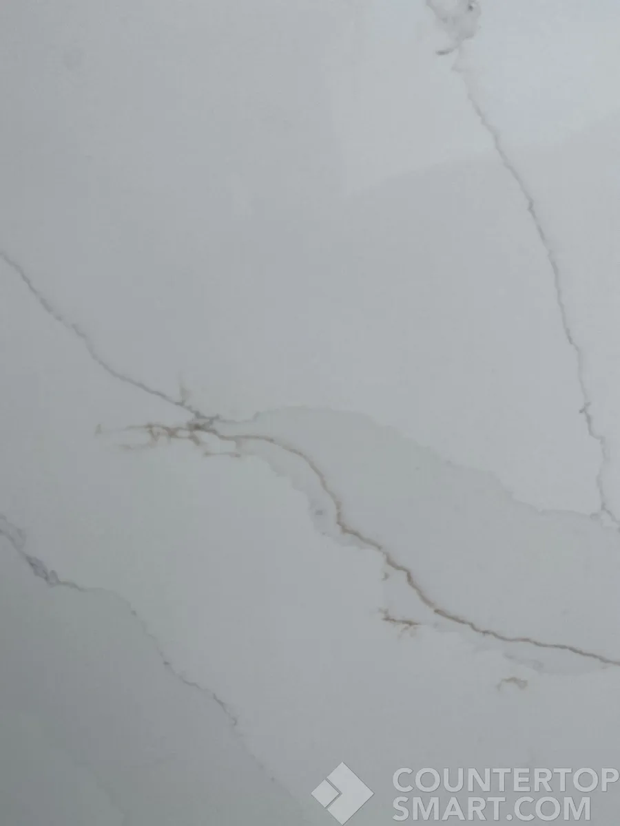 Closeup image of Arizona Tile Della Terra Maxim Cream Quartz countertop slab