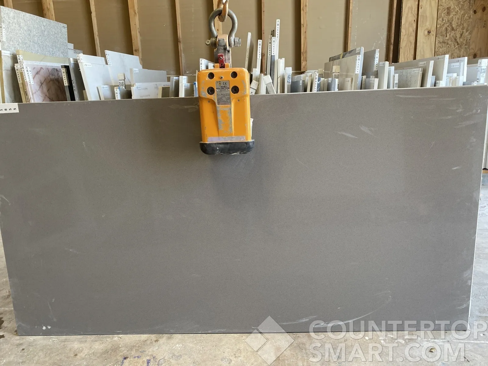 Full image of Daltile Brushed Flannel Grey Quartz countertop slab