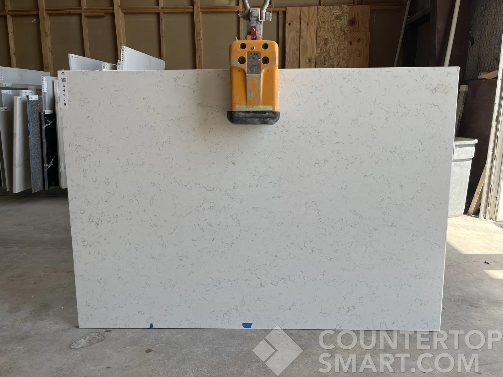 Full image of Q Quartz Blanca Statuarietto Quartz countertop slab