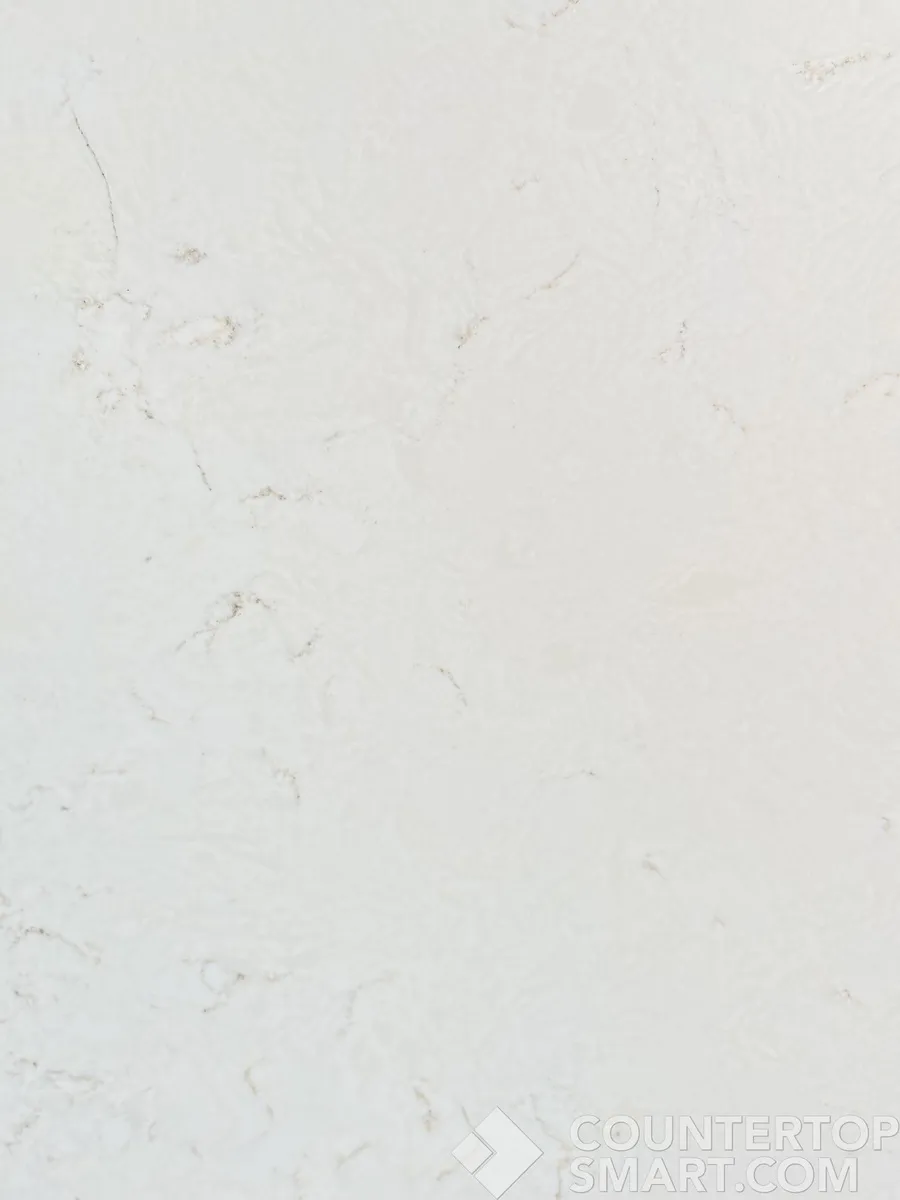 Closeup image of Q Quartz Blanca Statuarietto Quartz countertop slab