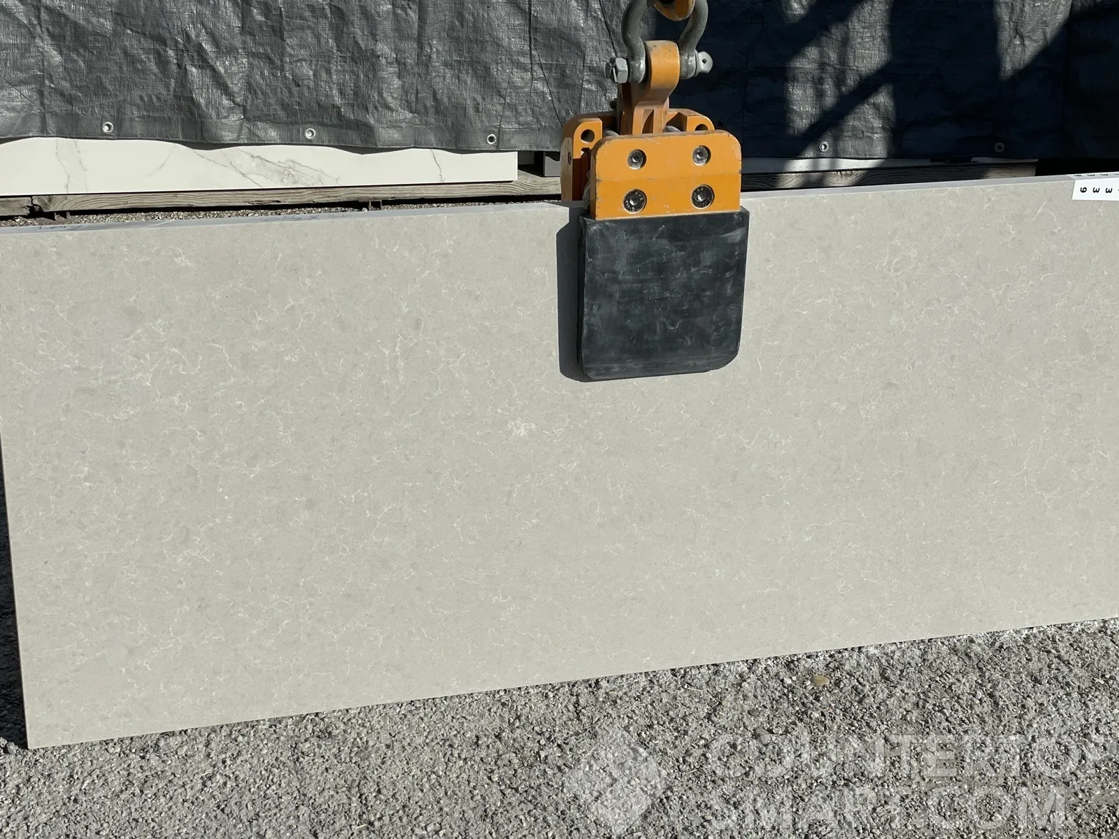 Full image of Della Terra Ivory White Quartz countertop slab