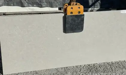 Full image of Della Terra Ivory White Quartz countertop slab