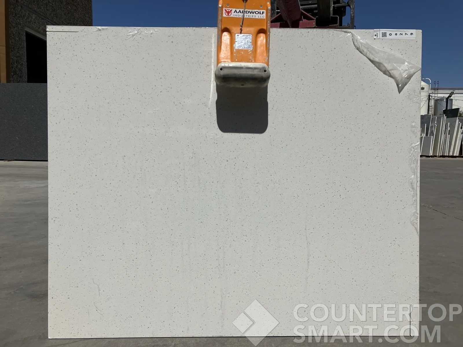 Full image of Q Quartz Iced White Quartz countertop slab