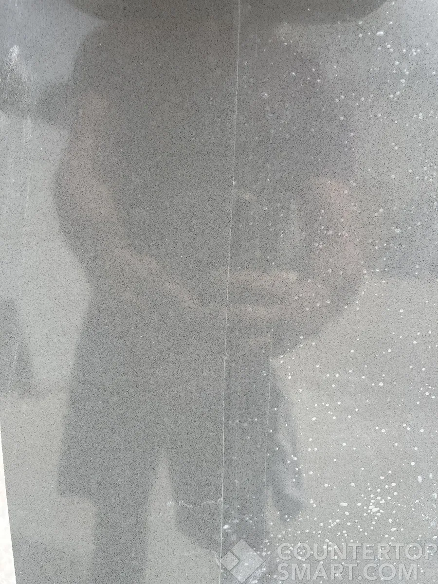 Closeup image of Corian Graphite Grey Quartz countertop slab
