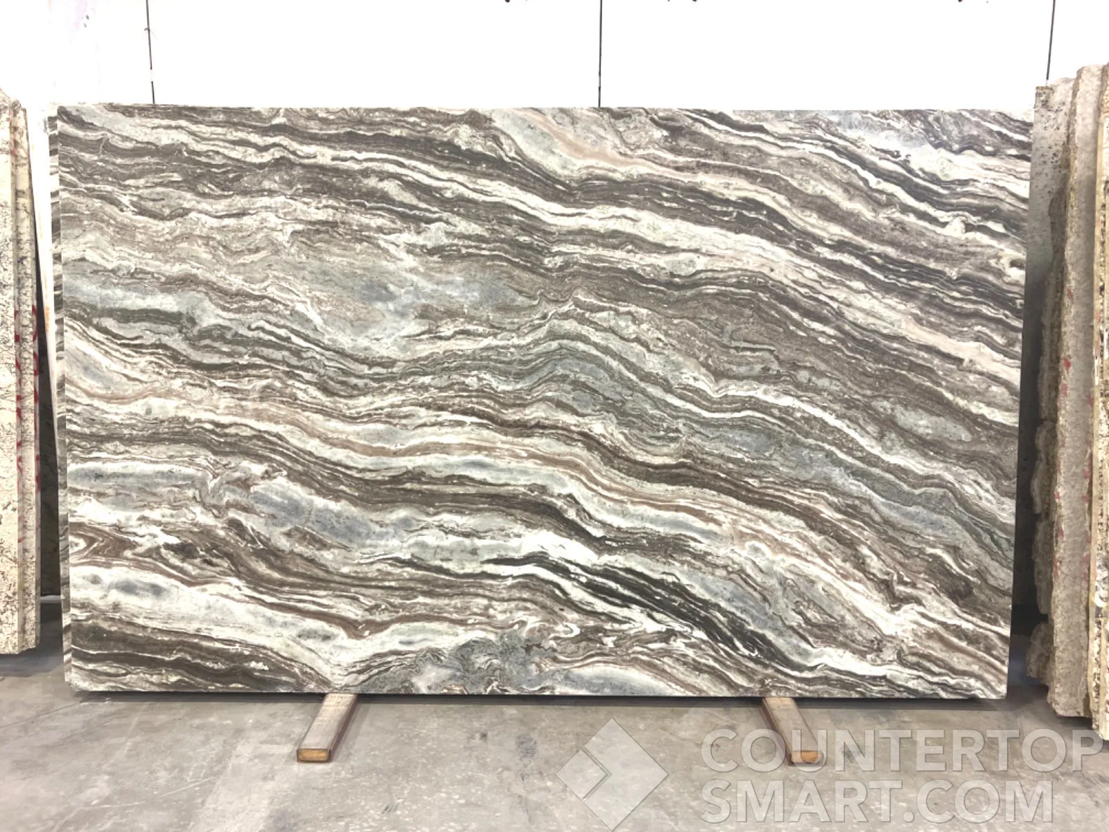 Full image of Fantasy Brown Grey Marble countertop slab