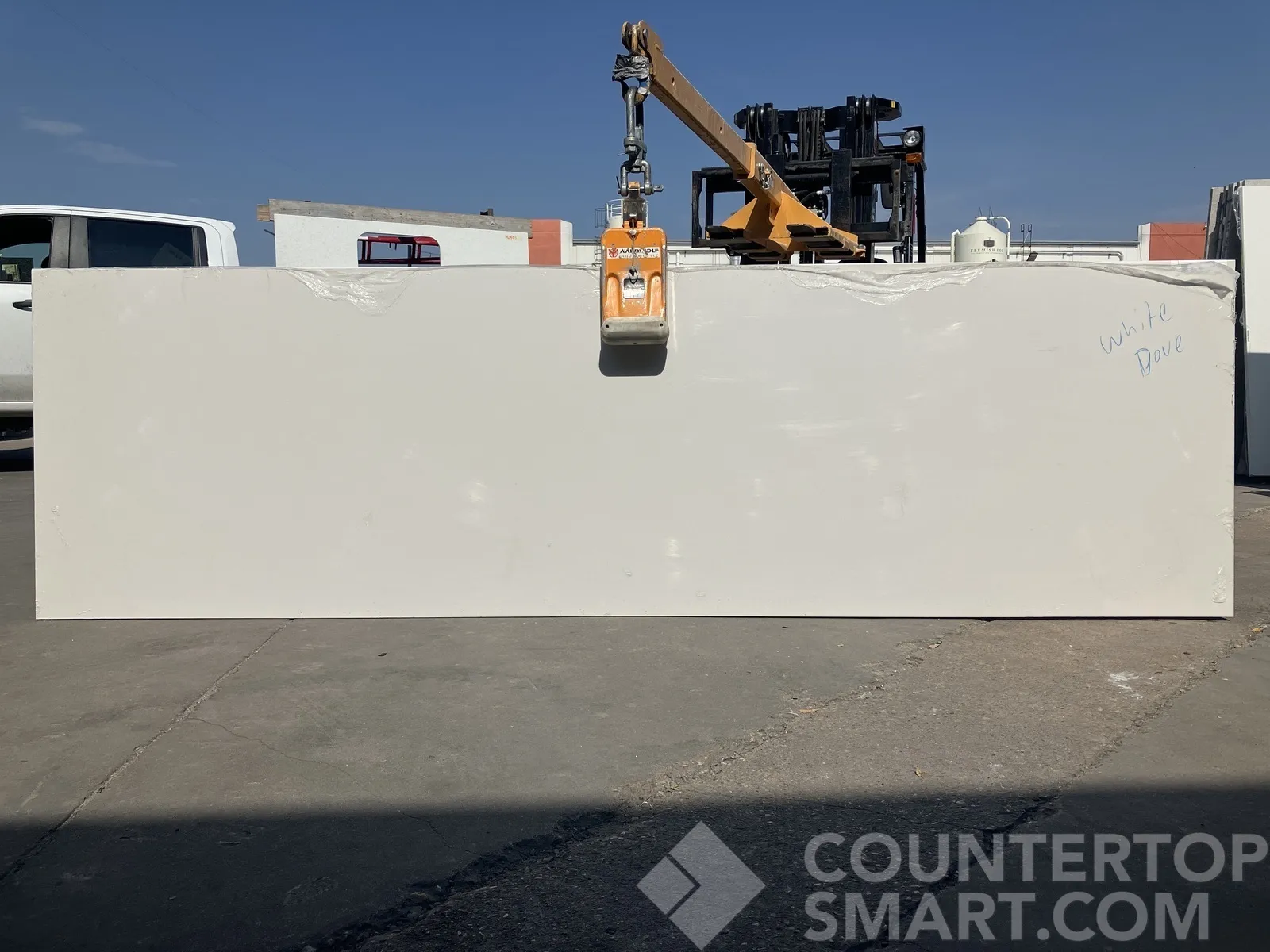 Full image of Stratus Quartz White Dove White Quartz countertop slab