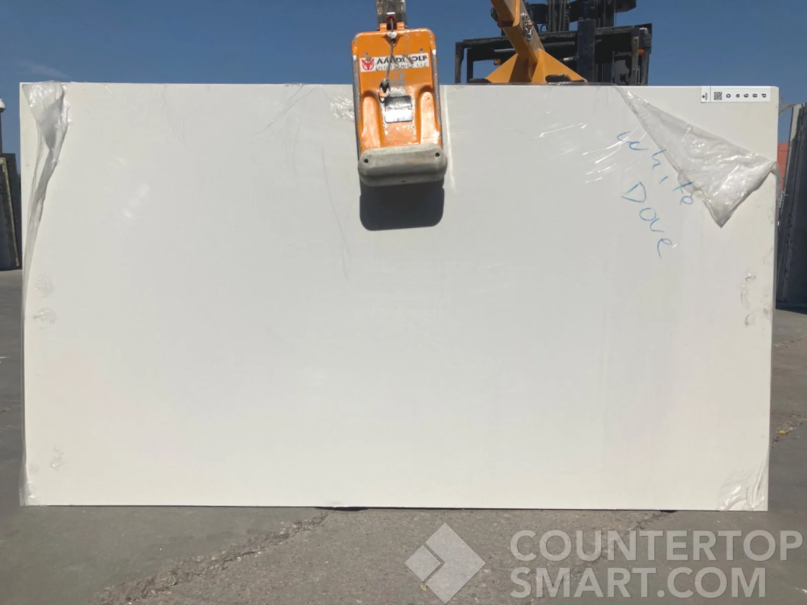 Full image of Stratus Quartz White Dove White Quartz countertop slab