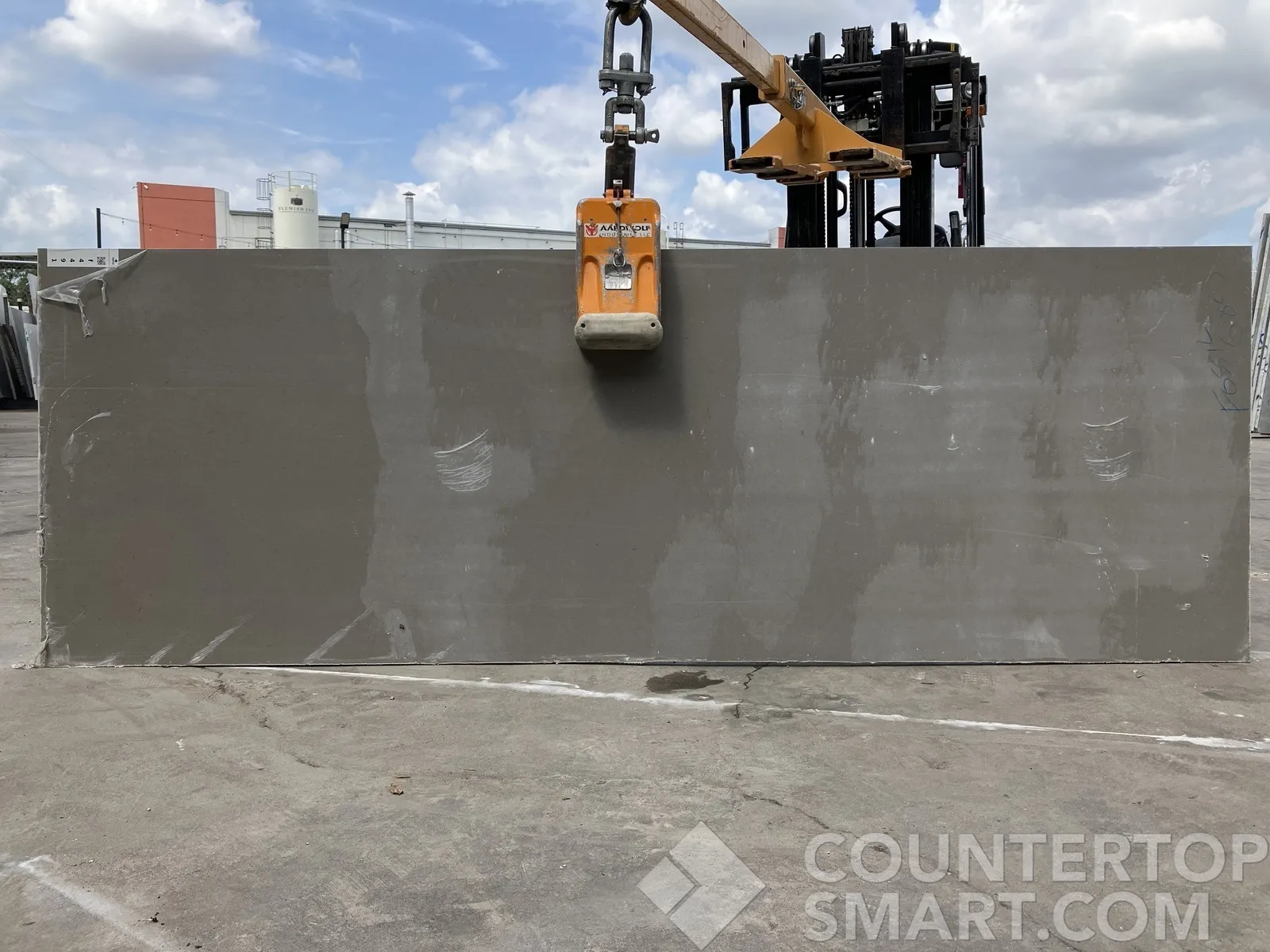 Full image of Q Quartz Fossil Gray Quartz countertop slab