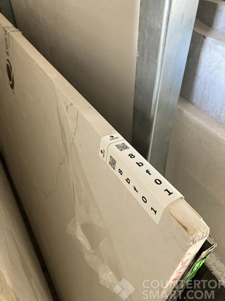 Full image of Q Quartz Carrara Grigio White Quartz countertop slab