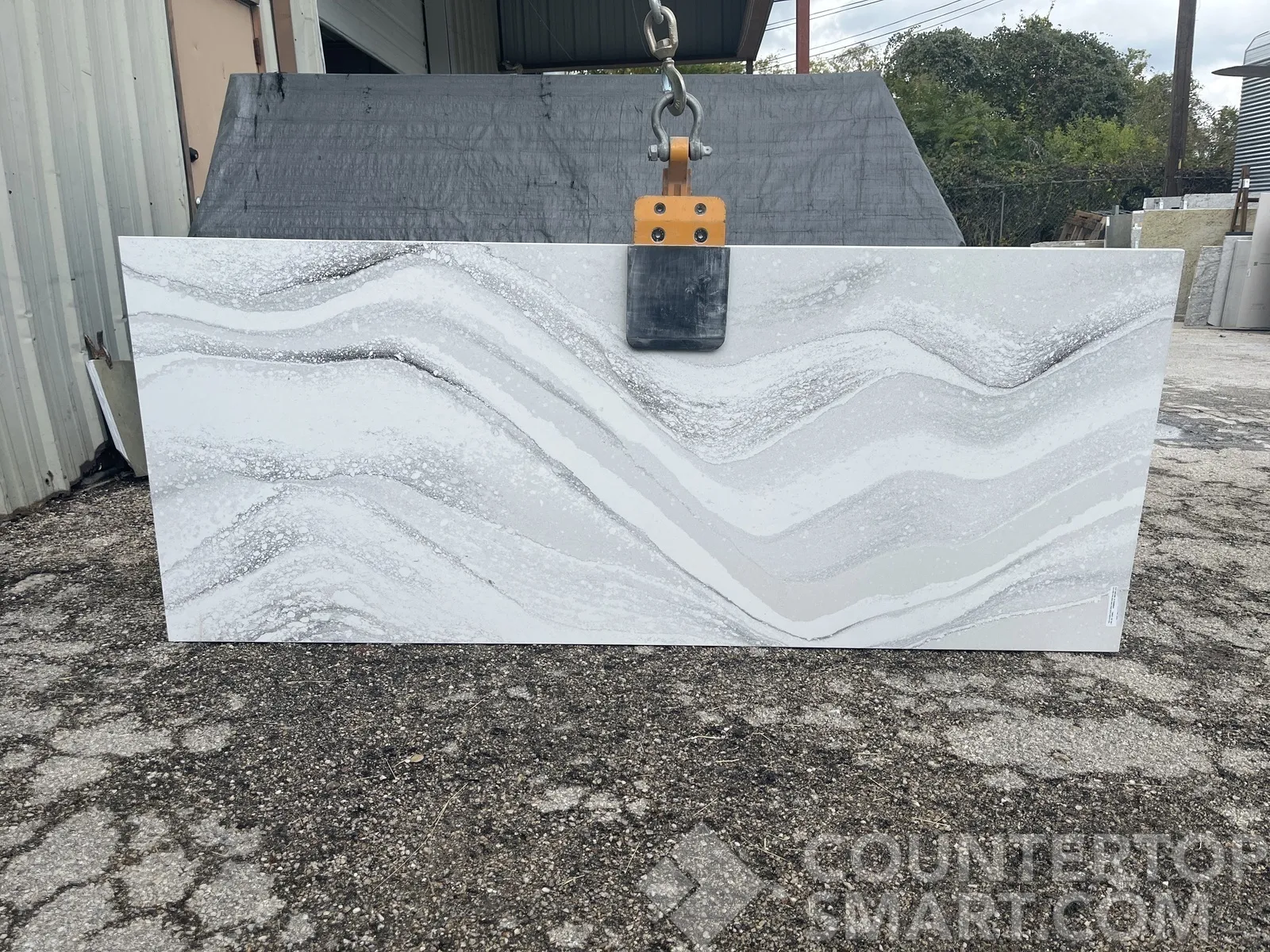Full image of Cambria Harlow White Quartz countertop slab