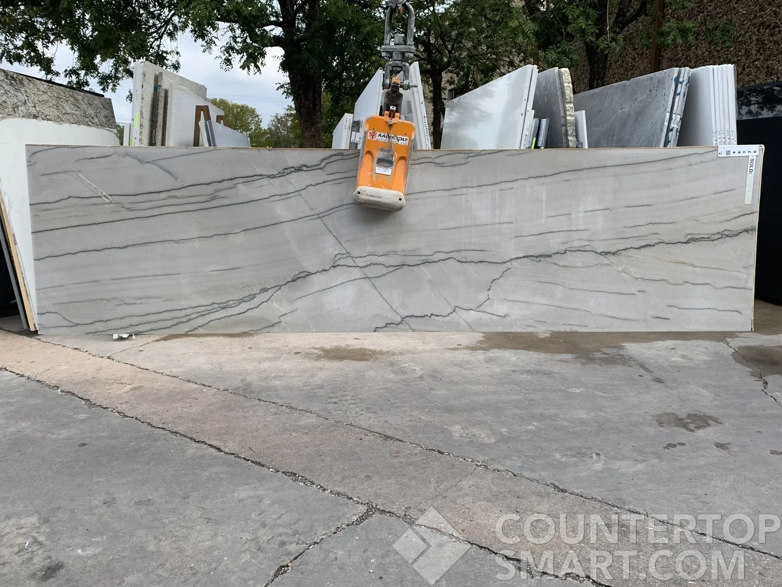 Full image of White Macaubas Quartzite countertop slab
