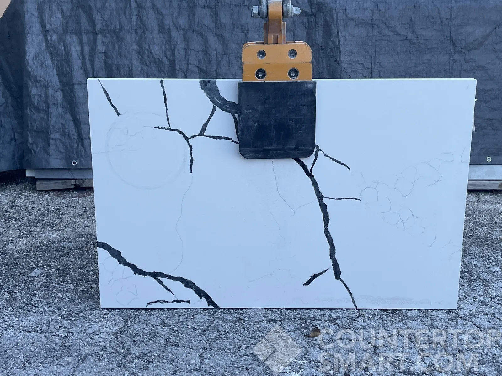 Full image of Stratus Quartz Calacatta Zeal White Quartz countertop slab