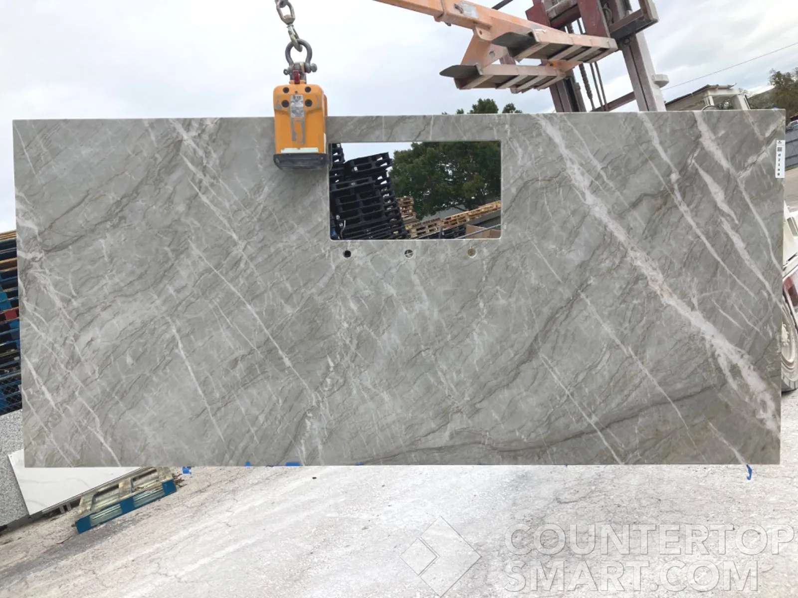 Full image of Vitoria Lux Grey Quartzite countertop slab