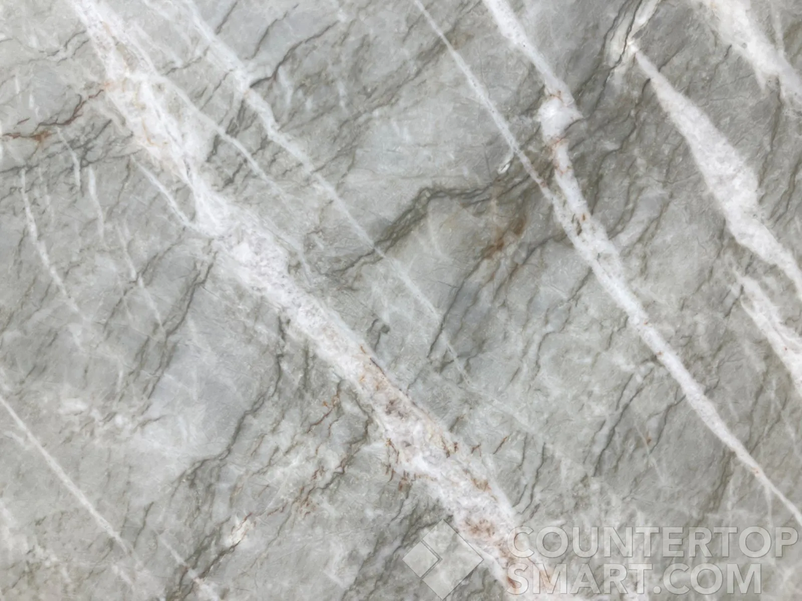 Closeup image of Vitoria Lux Grey Quartzite countertop slab