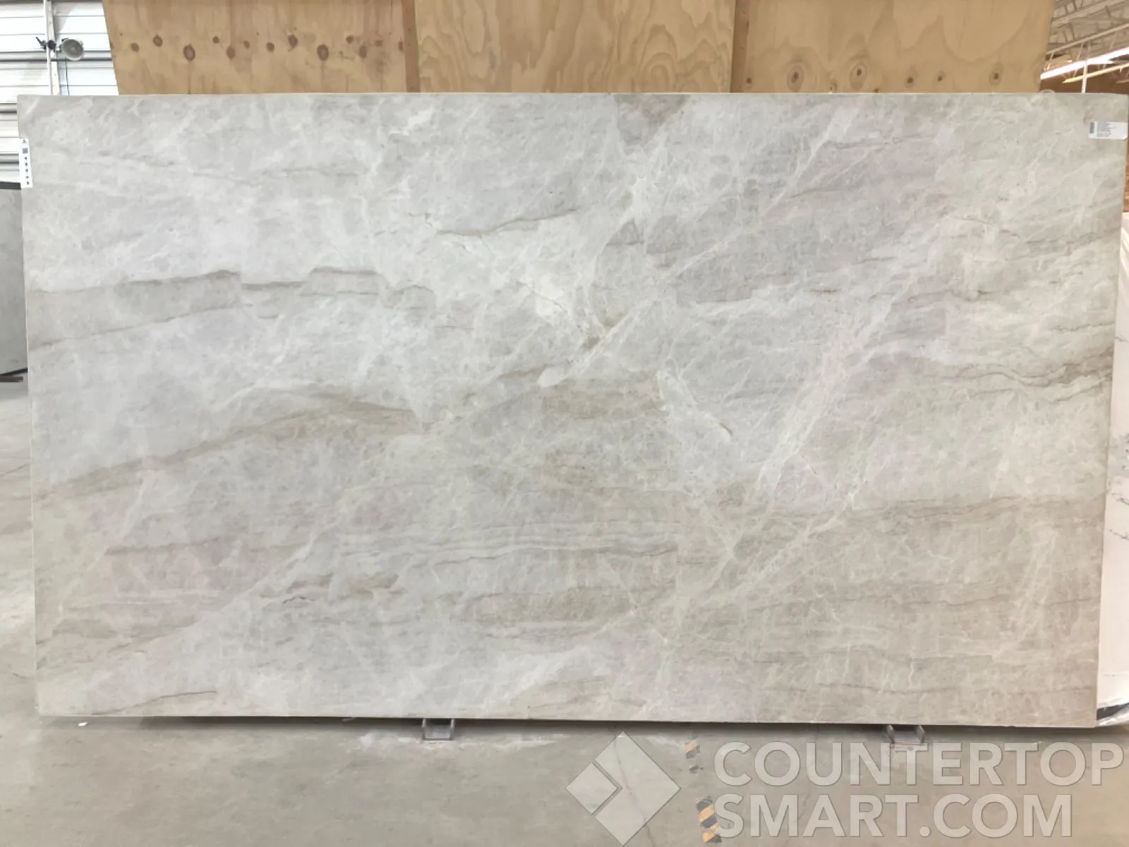 Full image of Perla Venato White Quartzite countertop slab