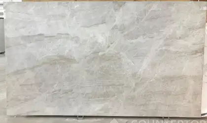 Full image of Perla Venato White Quartzite countertop slab