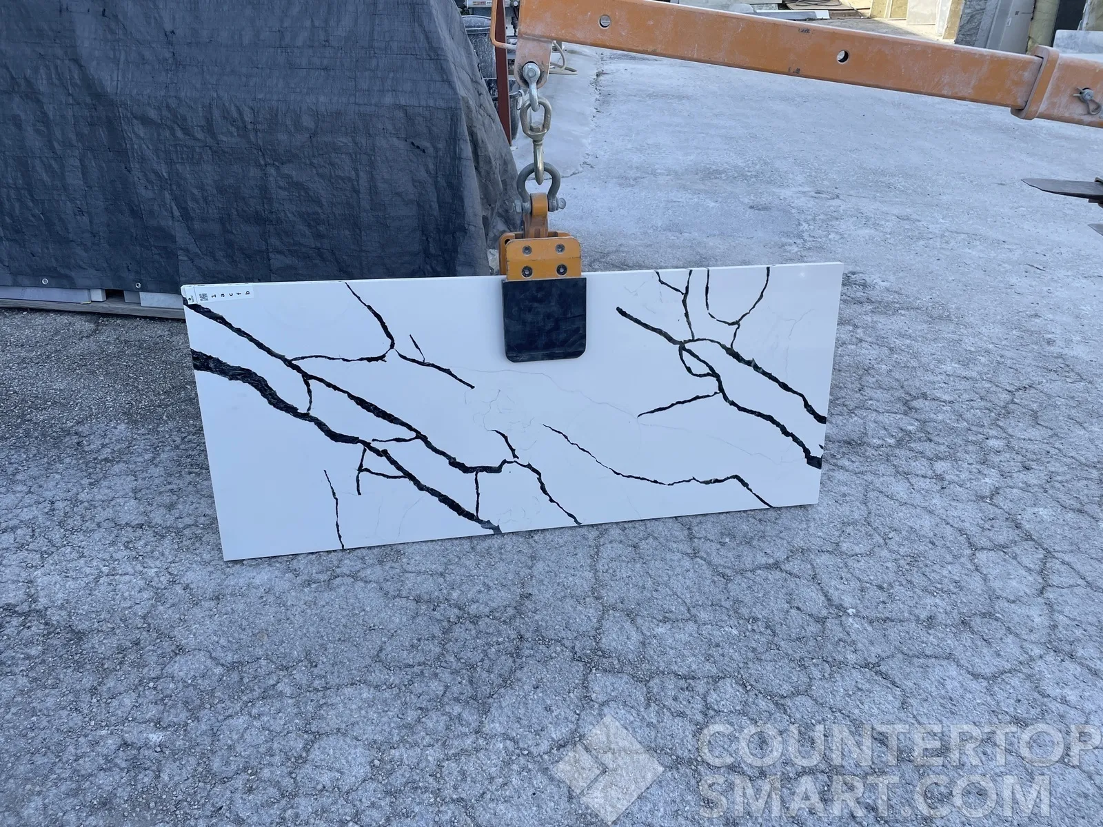 Full image of Stratus Quartz Calacatta Zeal White Quartz countertop slab