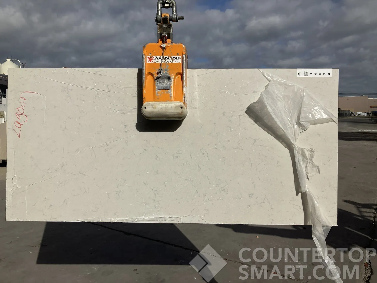 Full image of Silestone Lagoon White Quartz countertop slab