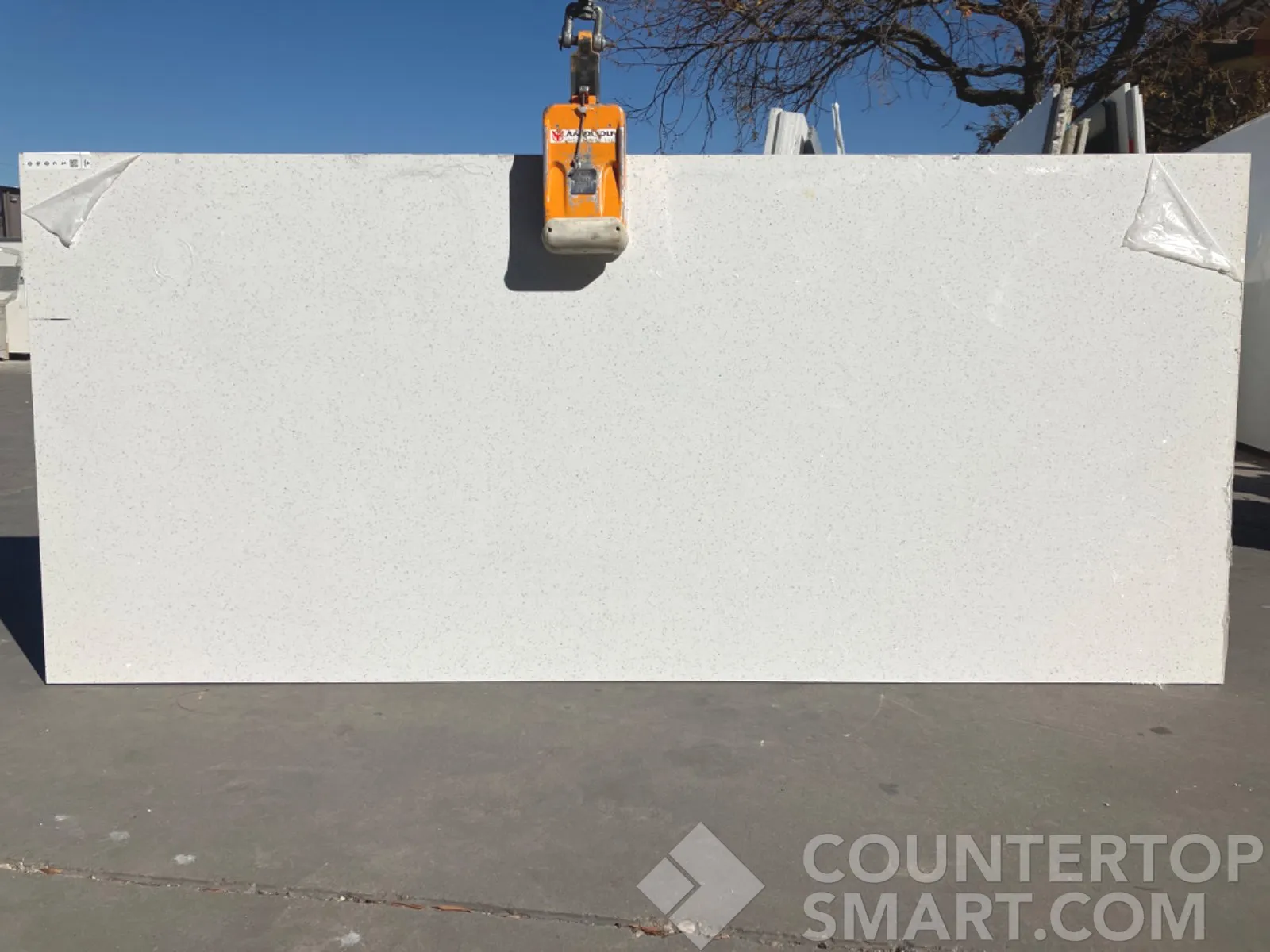 Full image of Q Quartz Sparkling White Quartz countertop slab