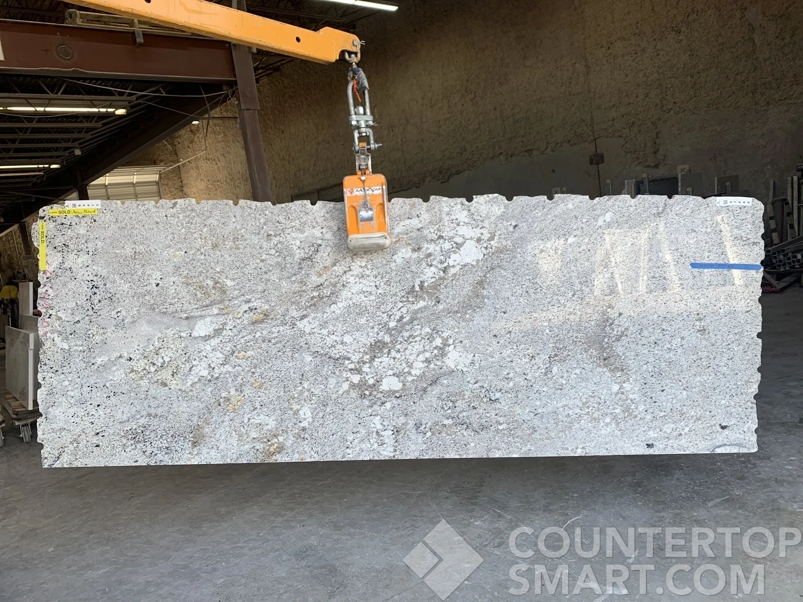 Full image of White Spring Grey Granite countertop slab