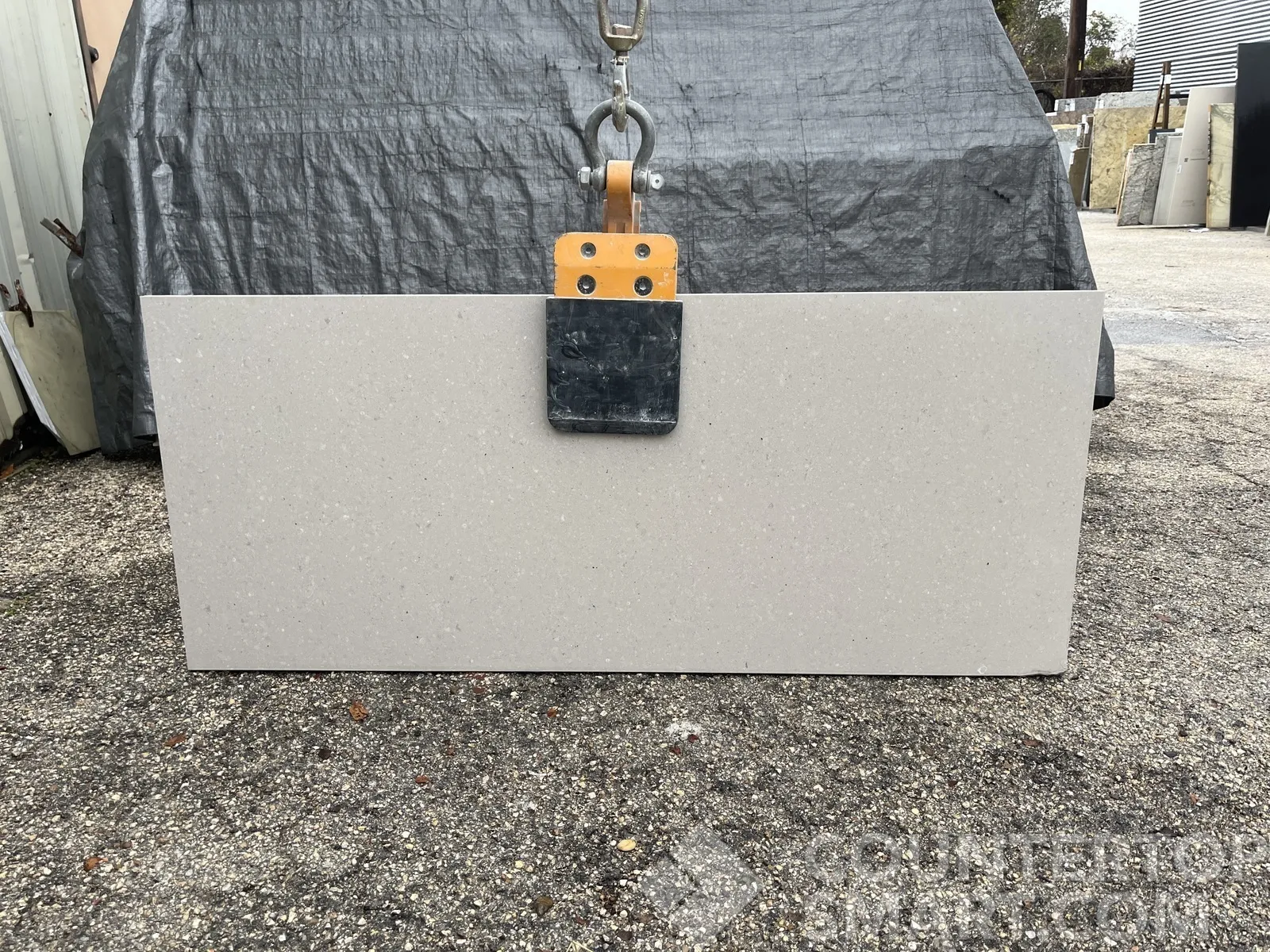 Full image of Caesarstone Clamshell Brown Quartz countertop slab