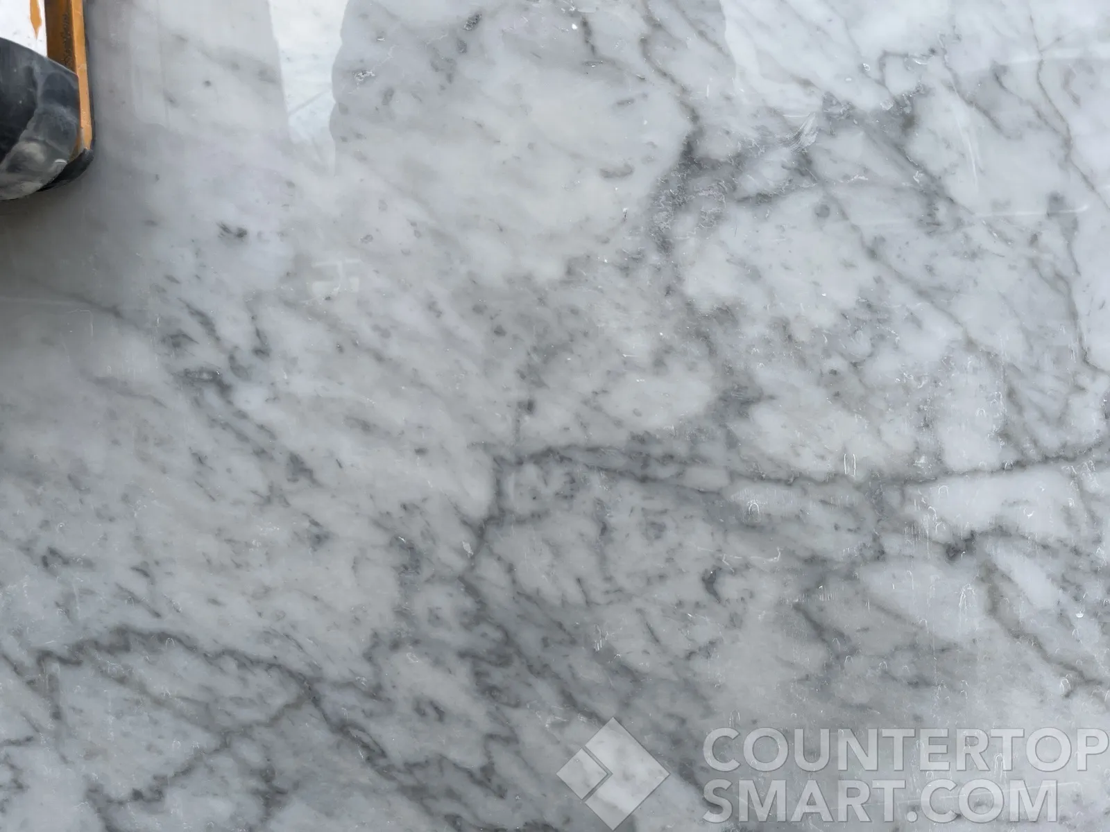 Closeup image of Calacatta Marble countertop slab